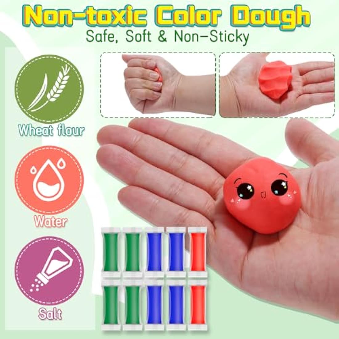 Dear Deer Kids Play Color Dough Dinosaur Play Set 26 Pcs Pretend Play Toy Kit with Dough and Moulds in a Portable Case
