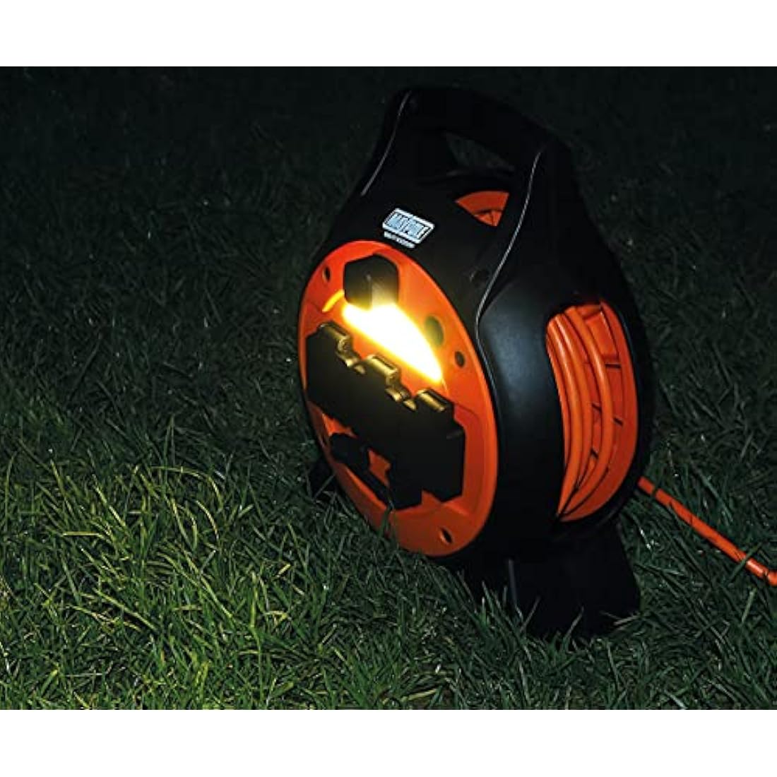 Netagon Camping, Caravan & Motorhome Travel 15M Roller Real Extension Lead Cable Mobile Mains Power Unit 5 in 1 Power Supply with LED Light