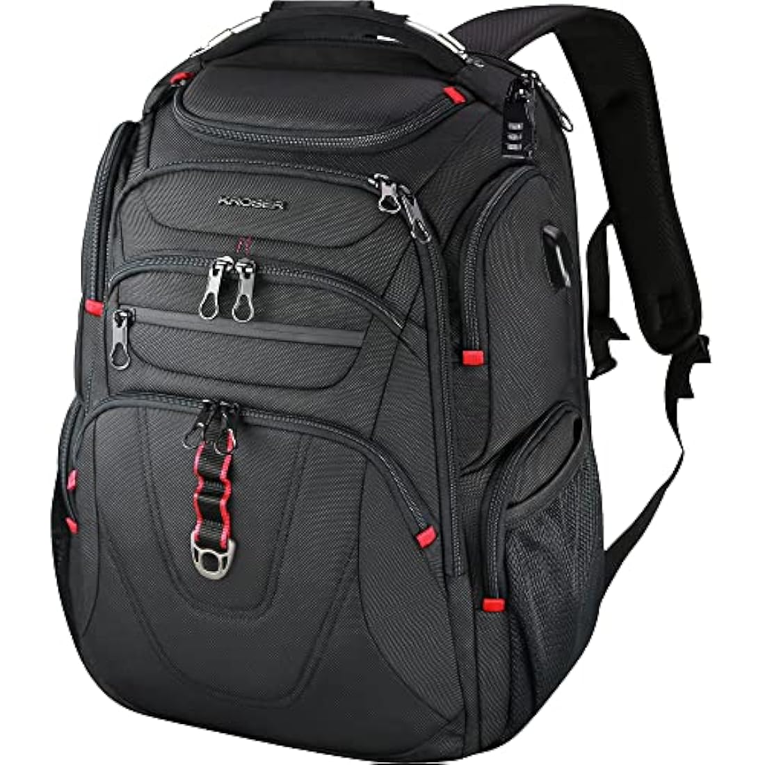 KROSER Travel Laptop Backpack 17.3 Inch XL TSA Computer Backpack Water-Repellent College Daypack Business Backpack with RFID Pockets & USB Port for Men/Women-Black
