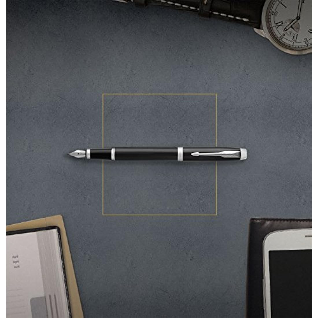 Parker IM Fountain Pen | Black Lacquer with Chrome Trim | Fine Nib with Blue Ink Refill | Gift Box