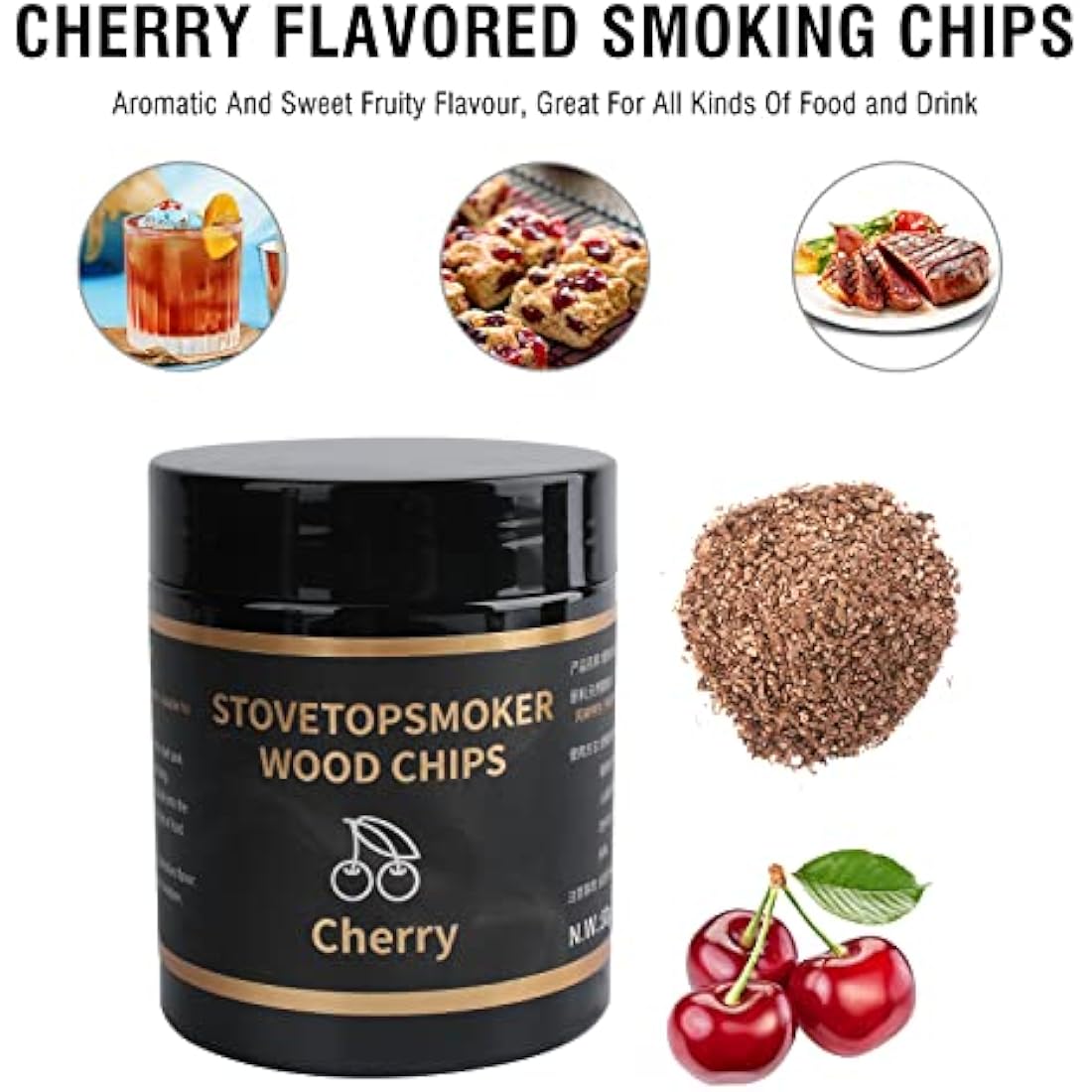 BORUiT Smoker Wood Chips for Smoking and Grilling, 4 Flavors Natural Apple Pecan Cherry Oak Smoking Wood Chips Great for BBQ Smoking Beef Pork Chicken Fish and Whisky