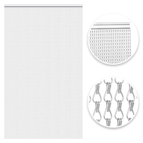 VerRich Silver Chain Curtain Door Fly Screens 70 x 200cm Aluminium Insect Screen for doorways