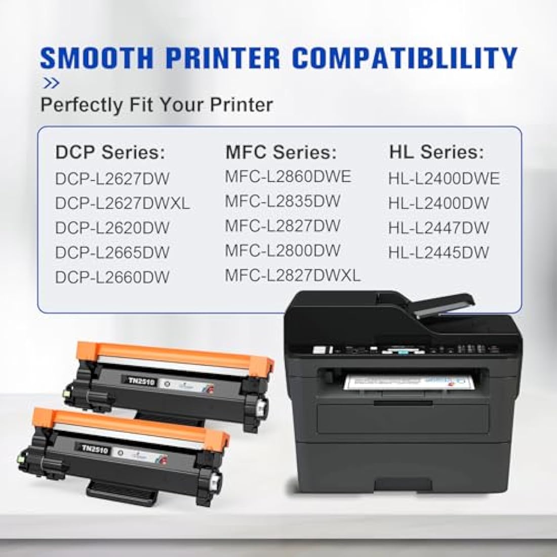 Q-image TN2510 TN 2510 Toner Cartridge Compatible for Brother TN-2510 for Brother DCP-L2620DW DCP-L2627DW DCP-L2660DW HL-L2400DW HL-L2400DWE HL-L2445DW HL-L2447DW MFC-L2800DW MFC-L2835DW(2 Black)
