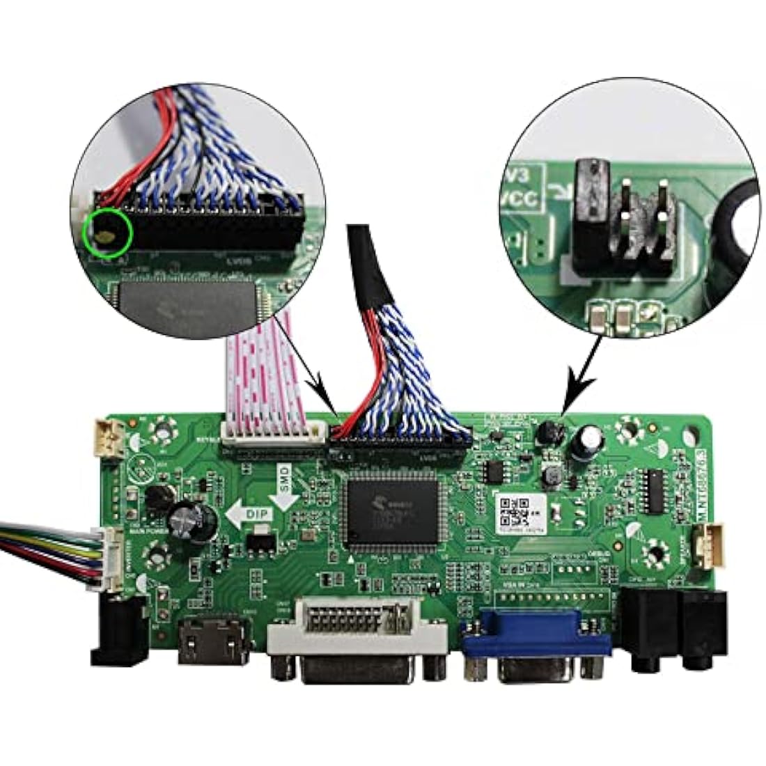 VSDISPLAY DVI VGA AUDIO LCD Controller Board Fit To 21.5" M215HW01 VB 23" LM230WF5-TLF1 1920x1080 30Pins LCD Screen