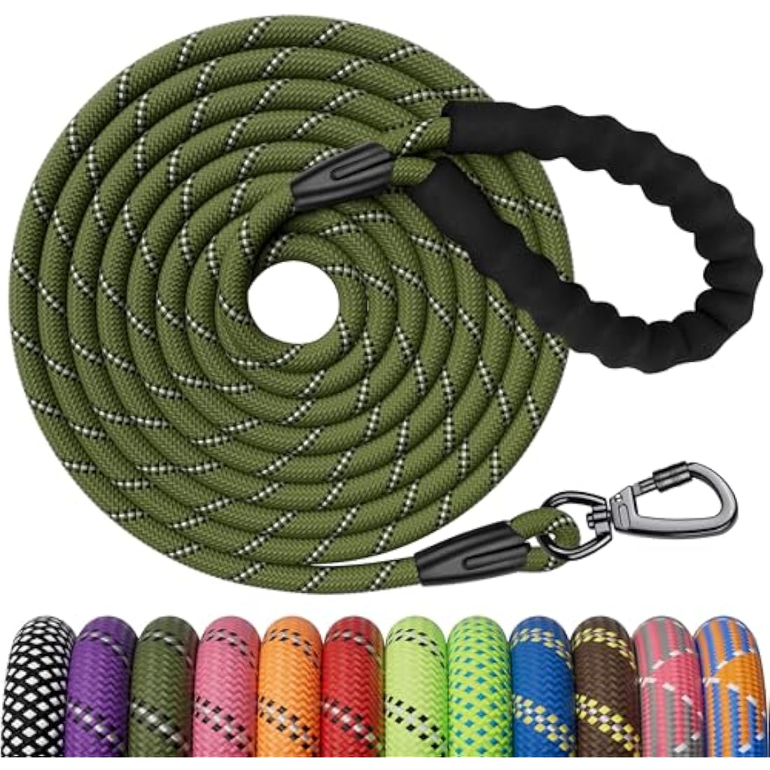 Kdsvakd Training Lead For Dogs, 3m / 10ft Long Rope Dog Lead with carabiner clip and padded handle, Recall Durable Lead Duty Check Cord For Puppy, Small, Medium, Large Dog