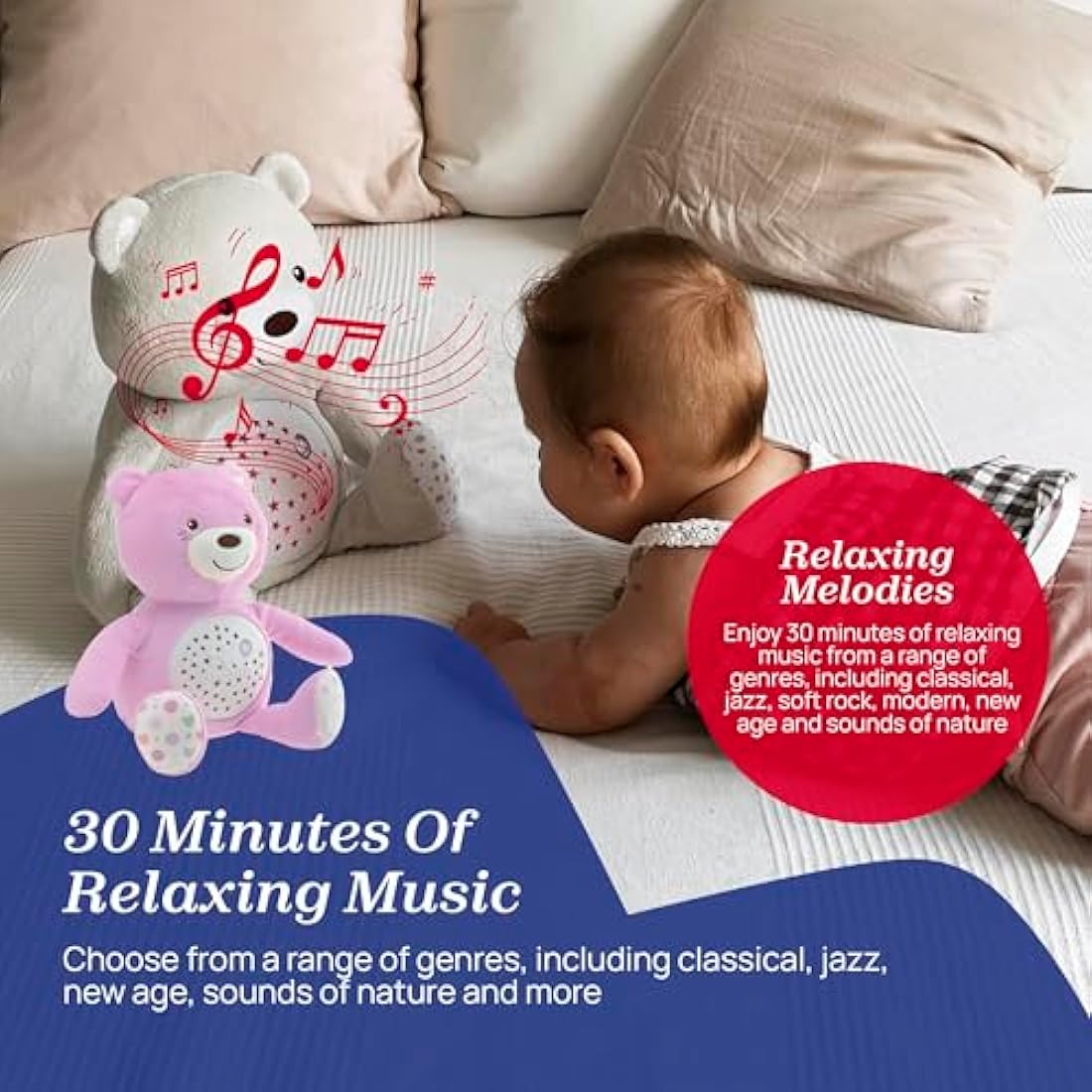 Chicco First Dreams Teddy Bear with Night Light, Pink | Projects Stars, Lighting Effects, Relaxing Music, Calming for Baby