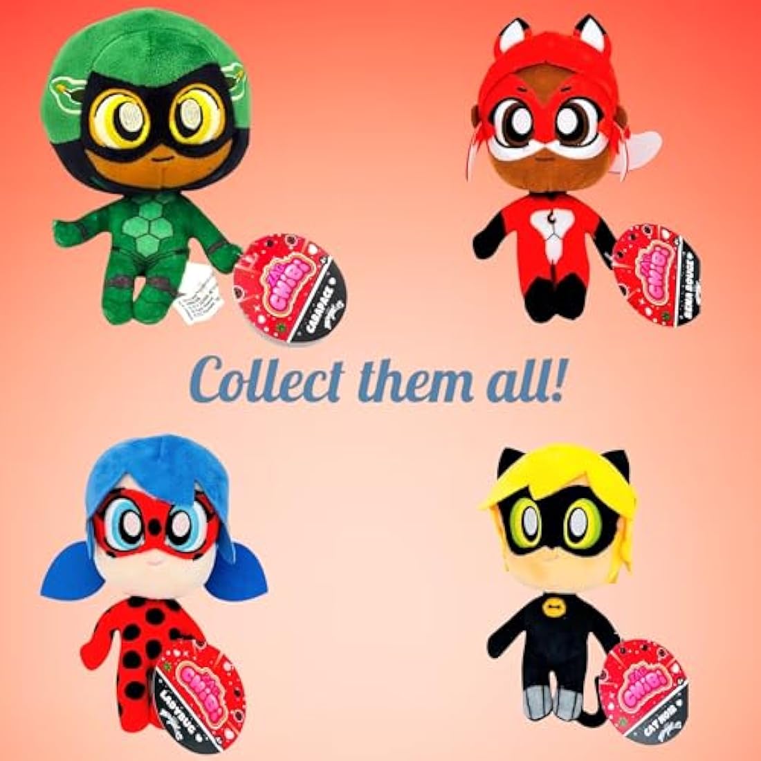 Bandai Miraculous Chibi Carapace Plush Toy From Tales of Ladybug and Cat Noir, 15cm Soft Toy, Super Soft and Cuddly (P50703)