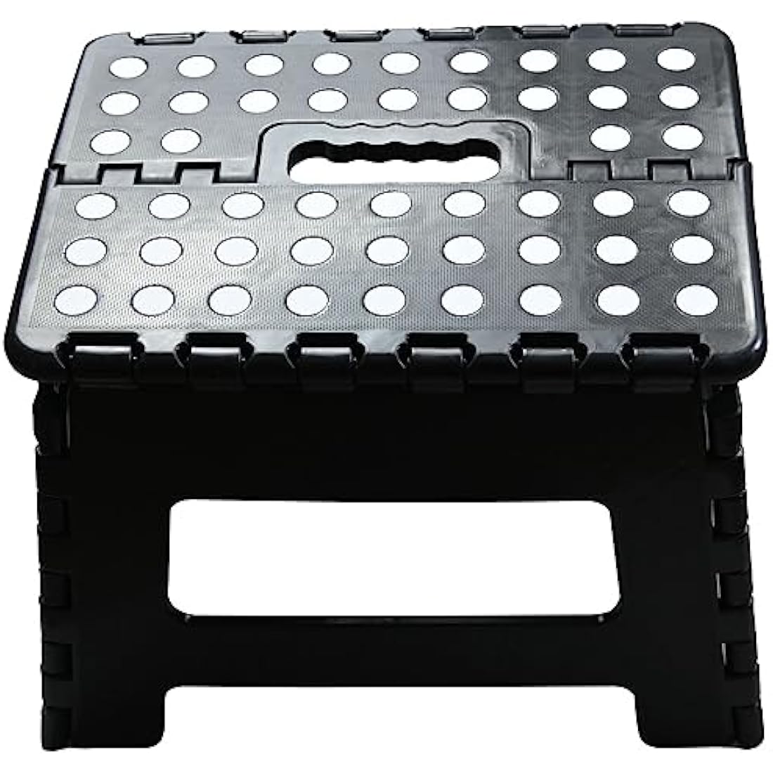Armo® Folding Stool Step Down Footstool With Carry Handle Compact Foldable Foot Stool DIY Footstool Ladder MAX Weight 150KG (Black)