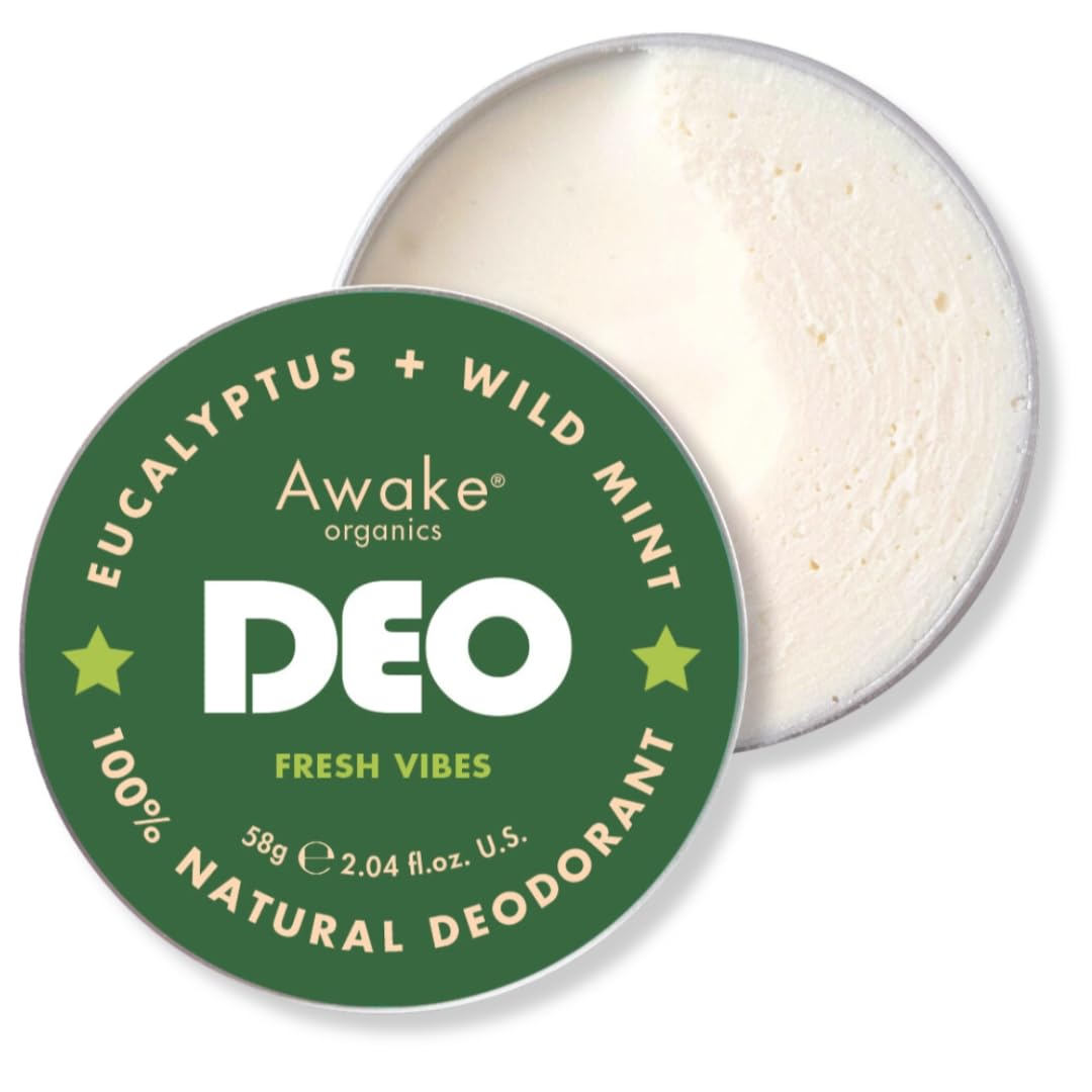 Awake Organics DEO - Natural Plastic Free Deodorant Balm ? Fresh Vibes - Eucalyptus & Wild Mint - Aluminium Free - Bicarb Free - Vegan - Made in