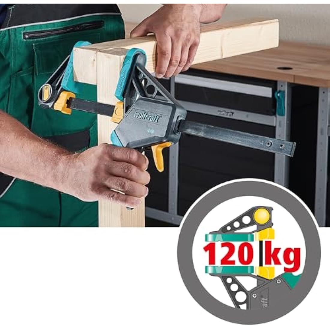 wolfcraft PRO L One-Hand Clamp, 300 mm I 3031000 I For controlled and comfortable working – ideal for woodworking and furniture construction projects
