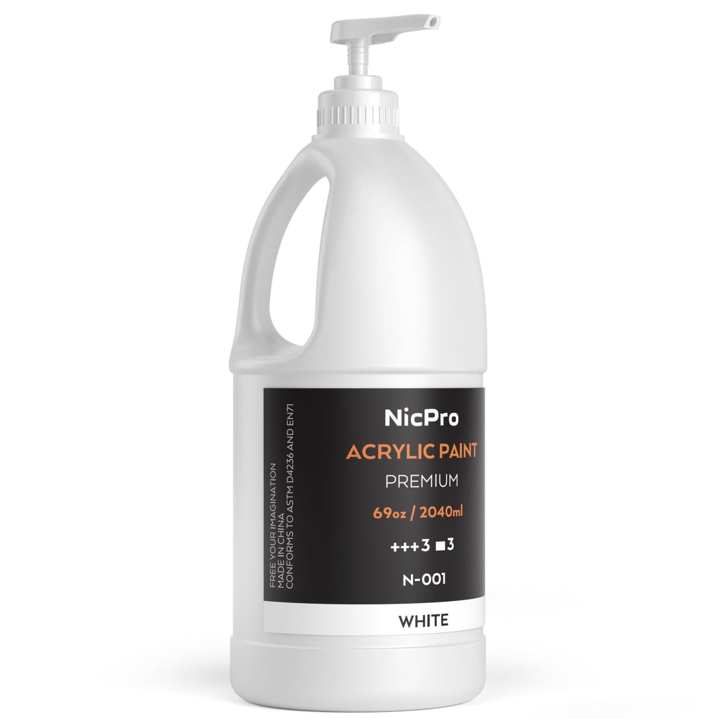 Nicpro White Large Acrylic Paint Set (69 oz, 2040 ml) Rich Art Painting Supplies Non Toxic for Multi Surface, Canvas, Wood, Leather, Fabric Stone
