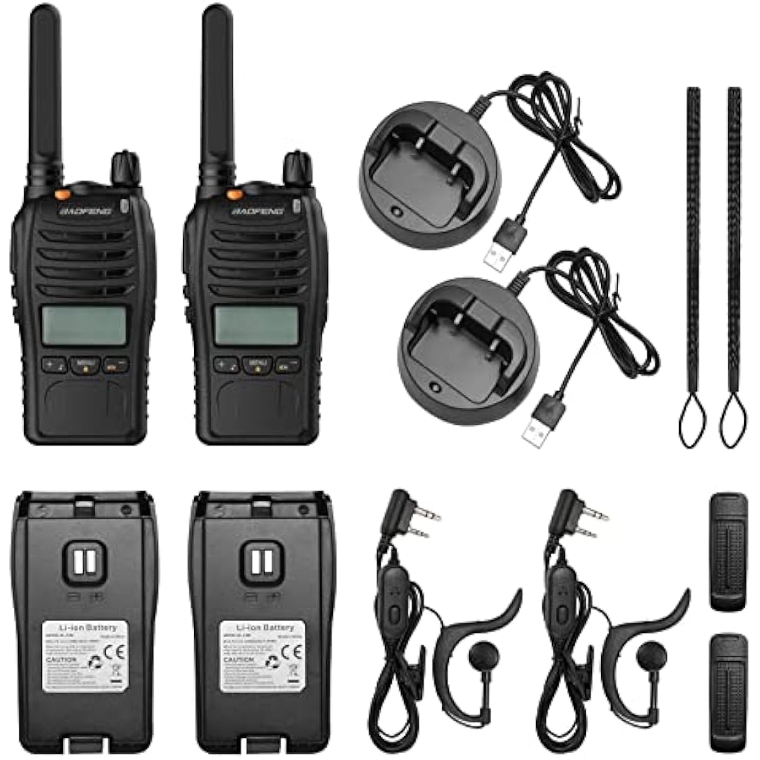 BAOFENG BF-88ST Pro PMR446 Walkie Talkie, Upgraded Long Range Rechargeable License-Free Two Way Radios with LCD Display, VOX Dual Watch, Desktop Charger and Earpieces, 2 pack