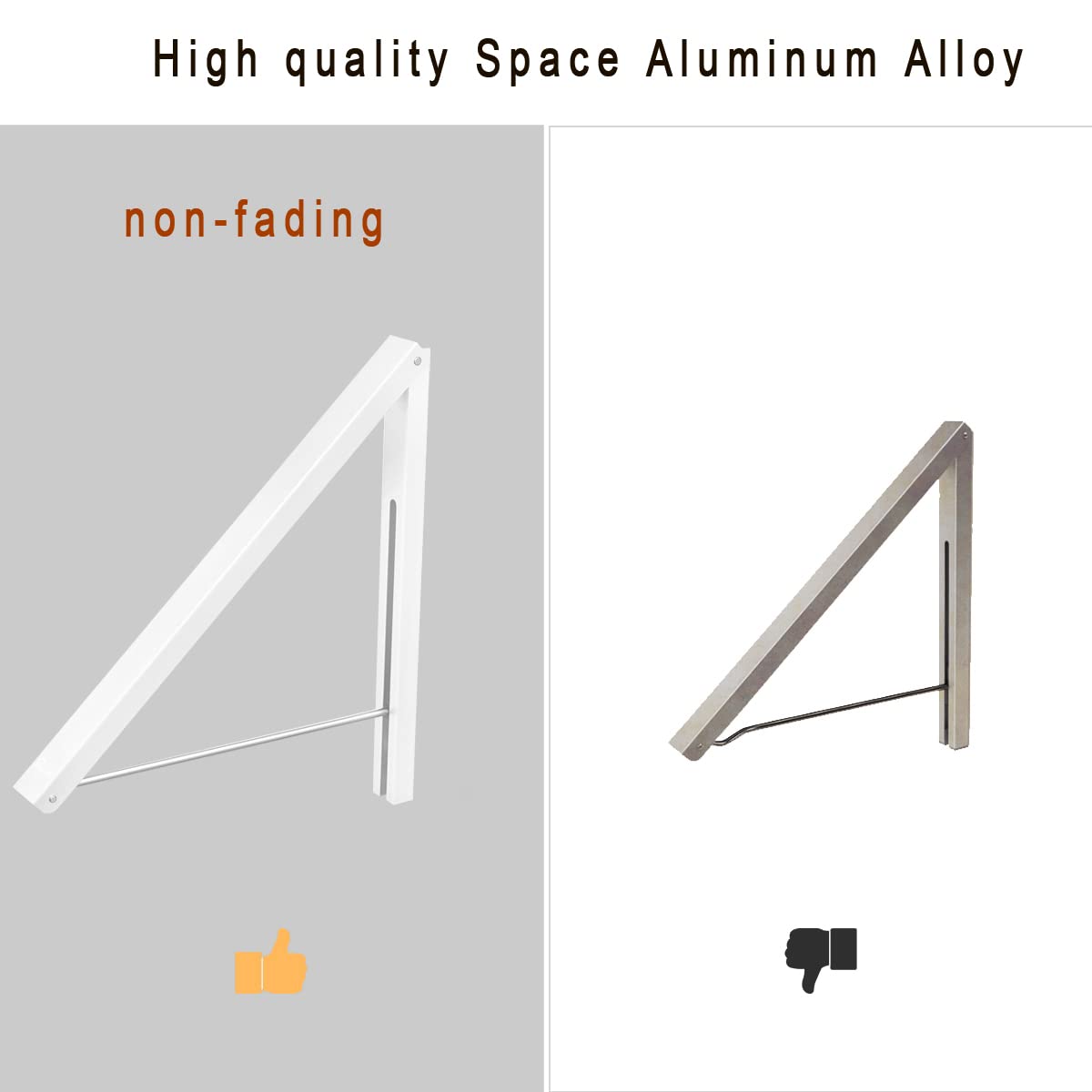 Anjuer - Folding Coat Rack Wall Mounted Retractable Aluminium Easy Installation White