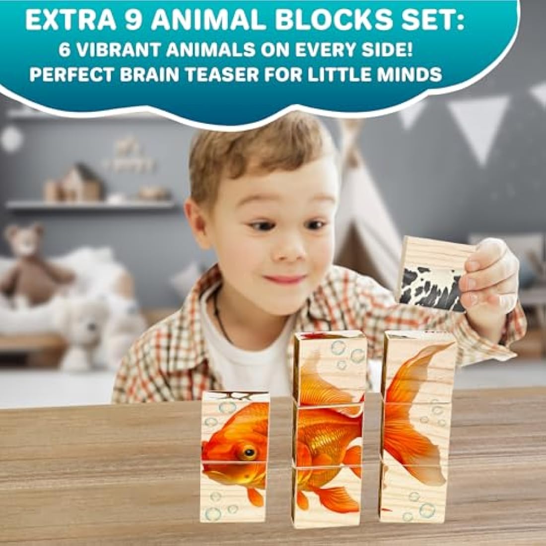 QUOKKA Wooden Blocks for Toddlers 1-3 - Realistic ABC Learning Baby Blocks for Kids 3-5 Year Olds - Stacking Alphabet Wood Toys for 2-4 yo - Learn Letters Numbers