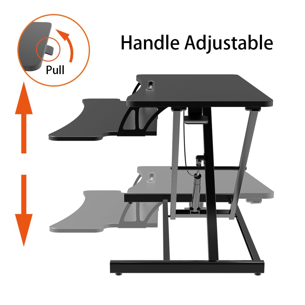 HomeRevel- Standing 80cm Desk Converter - Ergonomic Sit-Stand Desk Riser, Height Adjustable Desk Workstation for Monitors