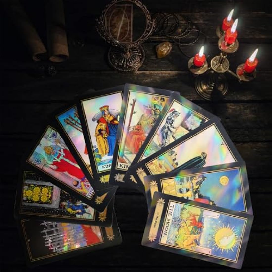 Smoostart 78 Tarot Cards with Guidebook, Holographic Tarot Cards Deck Future Telling Game with Colorful Box for Beginners and Professional Player