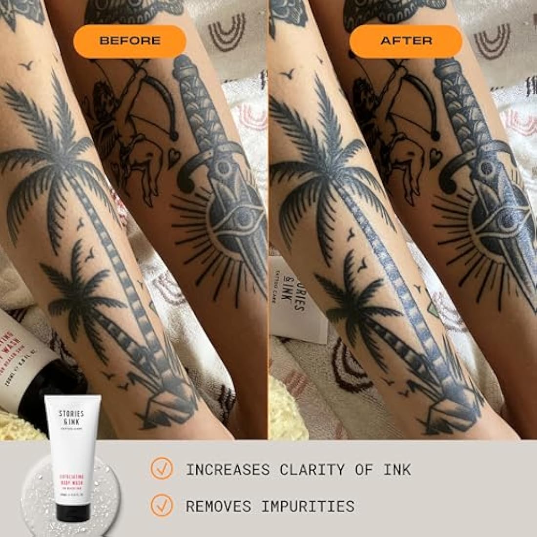 Stories & Ink Tattoo Care, The AM & PM Set for All Skin Types, Completely Hydrates, Protects and Enhances your Ink, Free from Parabens and Vegan Friendly