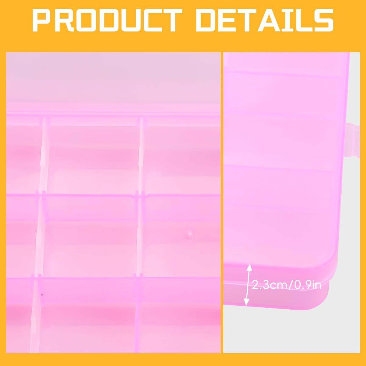 Hopzab 15 Grids Plastic Jewellery Organizer Clear Storage Box Bead Container with Adjustable Dividers for Small Accessories Items Office Supplies