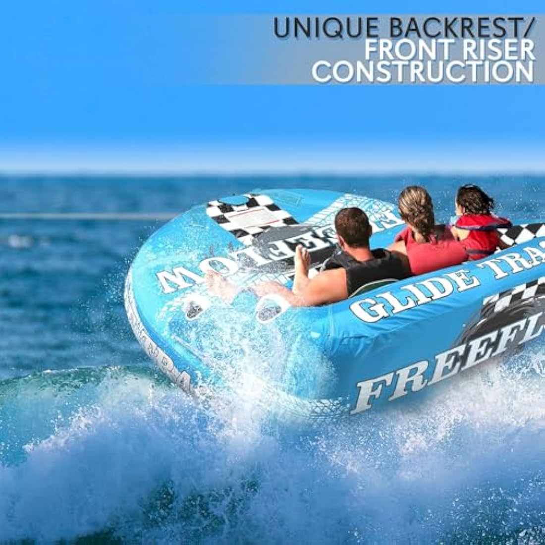 SereneLife Heavy-Duty Inflatable Towable Booster Tube, 1-2 Person Water Tube for Boating, Soft Foam Seats, Secure Grip Handles, Durable & Tear-Resistant Design- Perfect for Watersports & Lake Fun