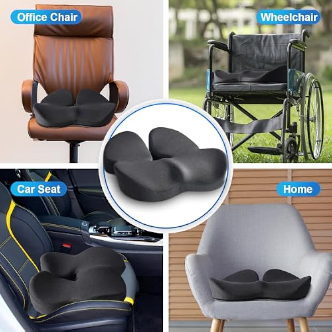 Seat Cushion Office Chair Cushions Memory Foam Coccyx Cushion Pressure Relief for Hip, Tailbone, Coccyx, Sciatica,Ergonomic Seat Cushion Pad for Desk Chair, Wheelchair, Car Seat for Long Sitting