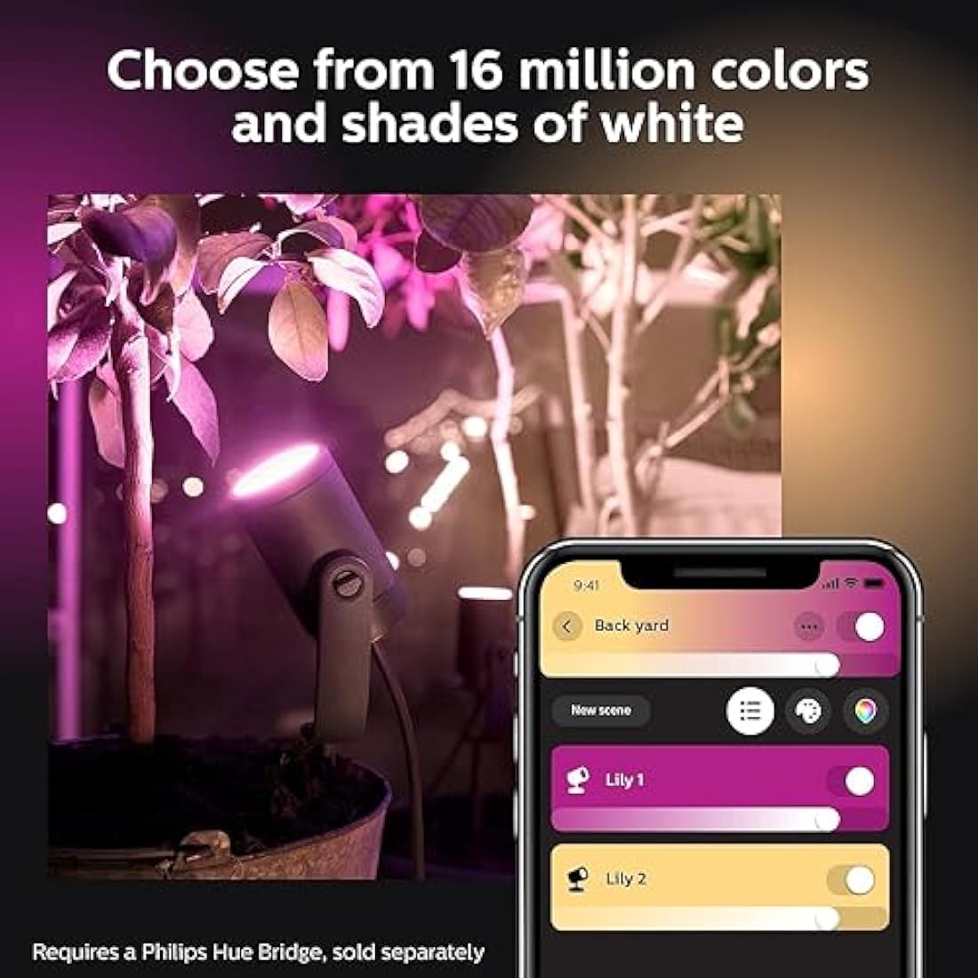 Philips Hue Lily White and Colour Ambiance LED Single Spotlight Extension: Smart Outdoor Lighting for Garden, Works with Alexa, Google Assistant and Apple Homekit