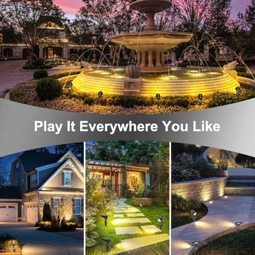 IRISECO 6-1 Garden Spotlights Mains Powered, 21M Outdoor Spot Lights with Adapter, 12V Low Voltage LED Garden Lighting, IP65 Waterproof Spike Lights, Landscape Spotlights for Yard Patio (3000K)