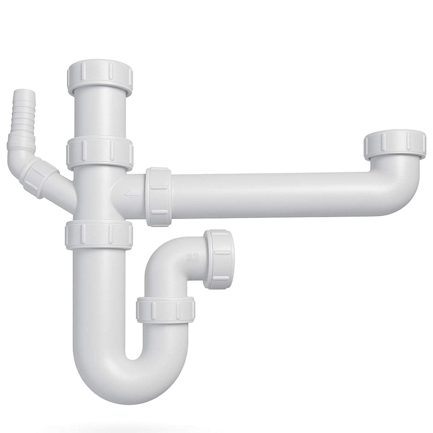 Hulthor Universal Double Bowl Sink Waste Kit - 1.5 & Double Bowl Kitchen Sink Trap, 40mm, Waste Pipe & Fittings