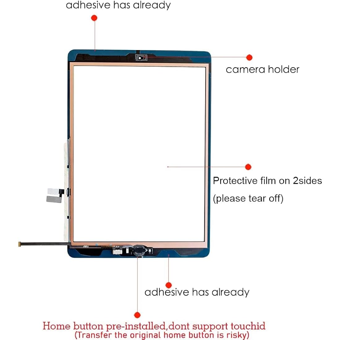 S&L ENTERPRISE For iPad 9th Generation 2021 Touch Screen Digitizer Replacement 10.2" A2602 A2603 A2604 A2605 Front Glass with Pre-Installed Adhesive, Home Button & Tool Kit (Black)