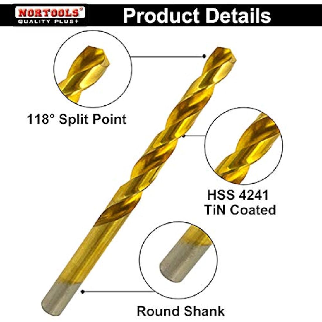 NORTOOLS Drill Bit Sets 25 PCS 1.0-13 x 0.5 mm Titanium Fully Ground DIN338 HSS Drill Bits for Drilling Woodworking Mild Steel