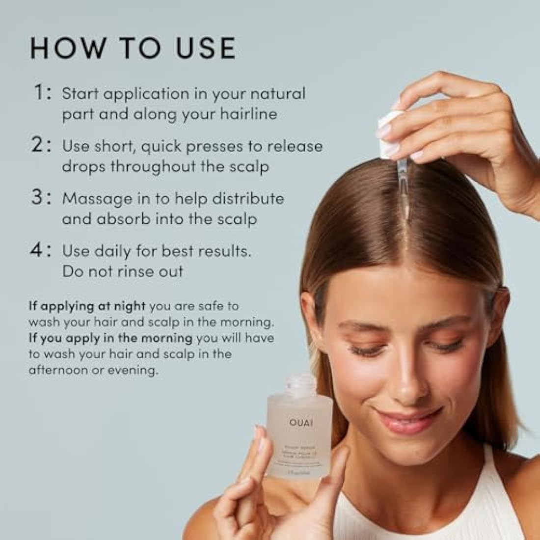 OUAI Scalp Serum - Hair Serum with Red Clover Extract, Siberian Ginseng and Peptides for Thicker and Fuller-Looking Hair - Paraben, Phthalate and Sulfate Free Scalp Care - 60ml