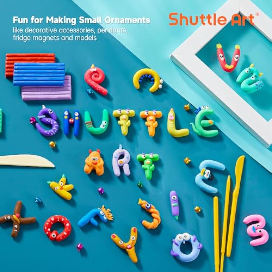 Shuttle Art Polymer Clay, 60 Colours Oven Bake Modeling Clay Kit with 19 Sculpting Clay Tools and Accessories, Non-Stick, Non-Toxic, Ideal DIY Craft for Kids
