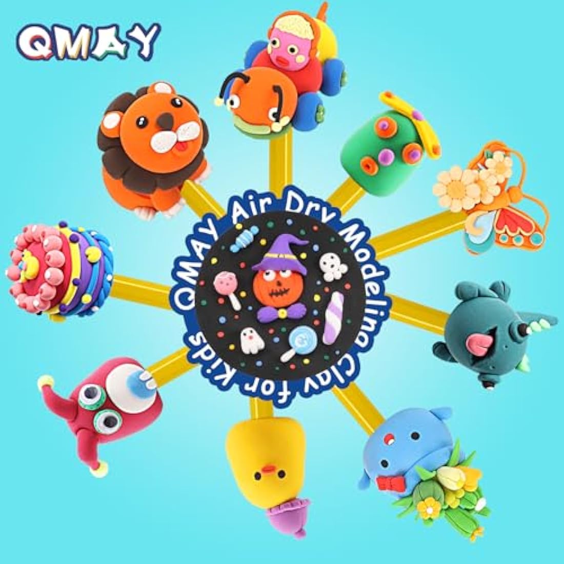 QMAY Air Dry Clay, 48 Colors Ultra Light Magic Clay, No-Toxic Modeling Clay & Dough, Modeling Clay for Kids with Tools, Gift for Kids
