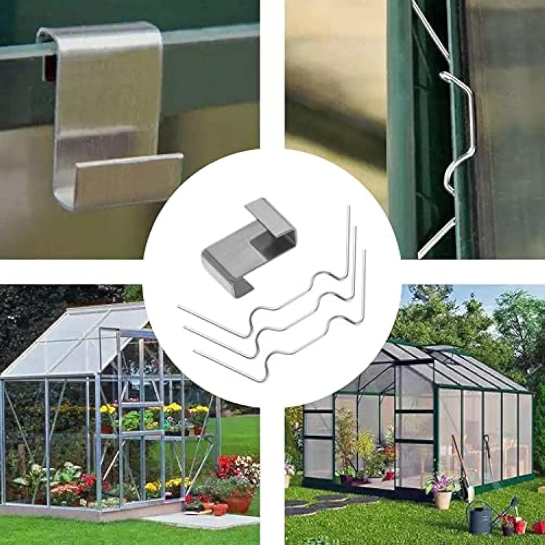 HONGCI 100Pcs W Clips for Greenhouse Glass Panes,Greenhouse Clips for Glass,Stainless Steel Greenhouse W Clips Greenhouse Window Clips Glass Pane Fixings Clips,Greenhouse Glass Clips for Holding Glass