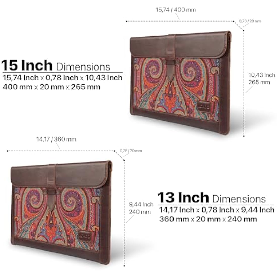 Londo Genuine Leather Sleeve Bag for MacBook Pro & Air 13.3 & 13 Inch, OTTO186