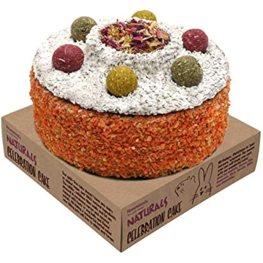 Rosewood Naturals Celebration Cake, Small Animal Treat for Rabbits, Guinea Pigs, Chinchillas, Hamsters, Gerbils, Mice and Rats (Pack of 1)