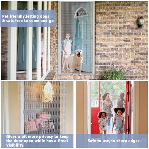 VerRich Silver Chain Curtain Door Fly Screens 70 x 200cm Aluminium Insect Screen for doorways