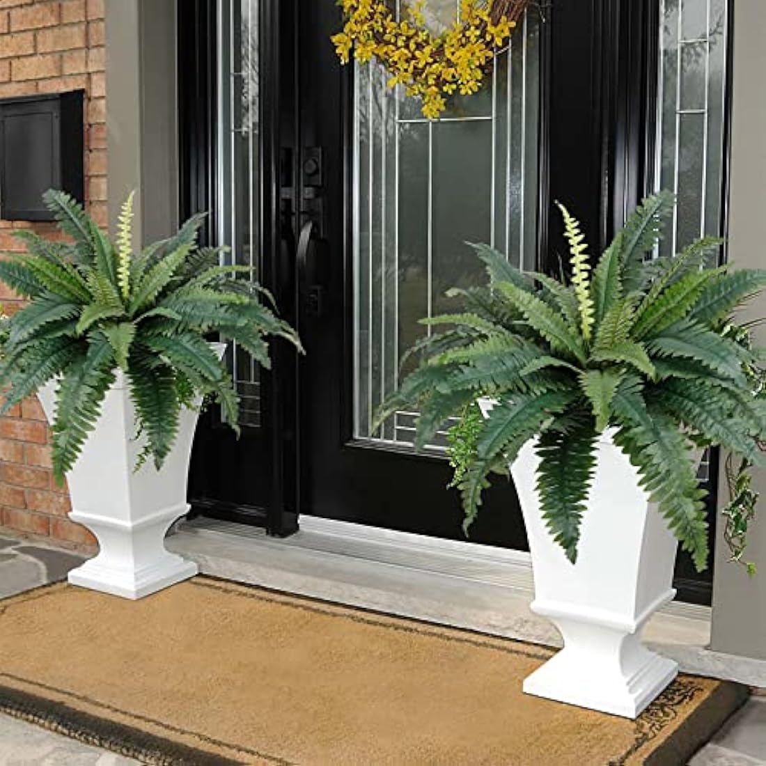 LOMOHOO 30in Artificial Ferns for Outdoors, 4 Large Boston Fern Plant Indoor Faux Bush Plant for Indoors Home Garden Windowsill Farmhouse Garden Decor