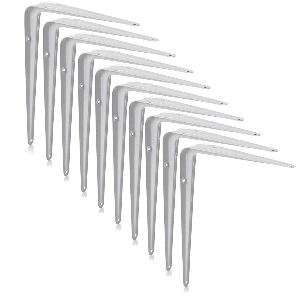 XFORT? London Shelf Brackets, Wall Mounted Shelve Brackets, Shelving Support Brackets, Book Shelf Bracket, Floating Shelve Bracket. [White, 10 Pack]