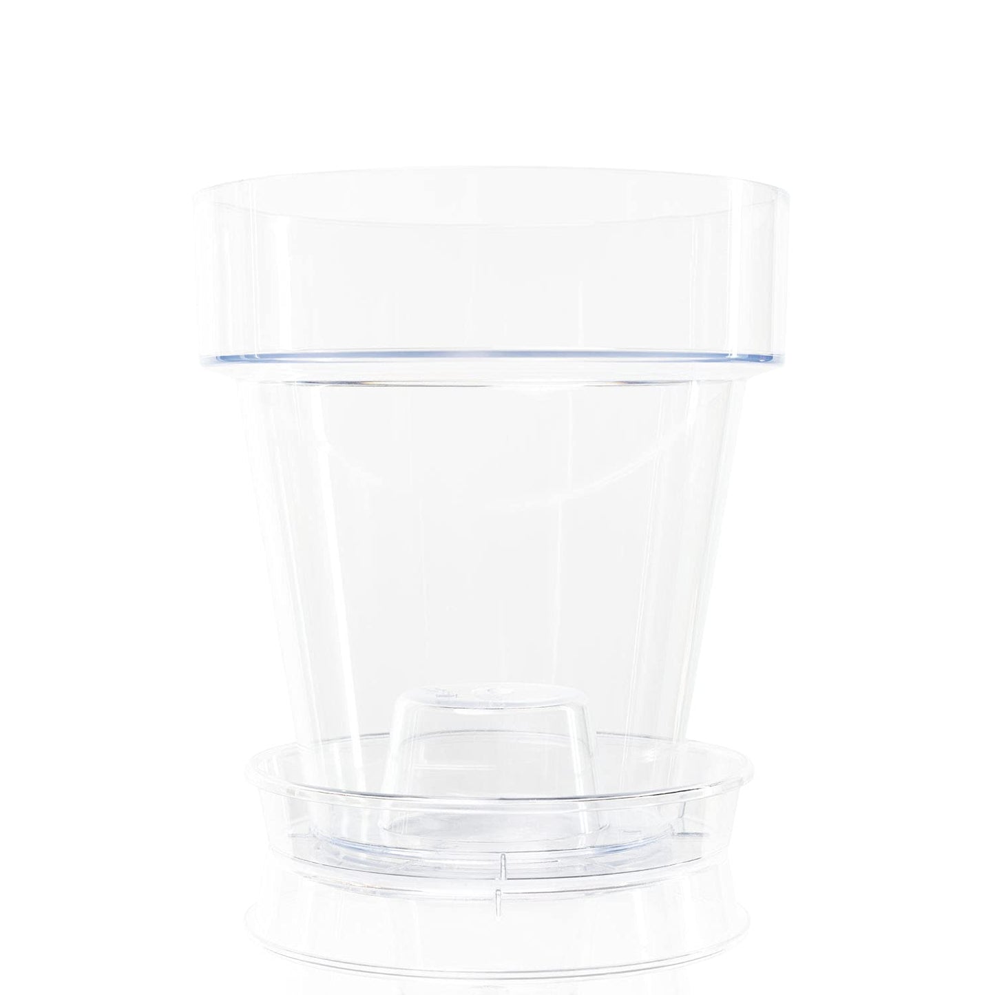 Kalapanta Clear Plastic Orchid Pot with Drainage Holes and Saucer (5, 16 cm Diameter)