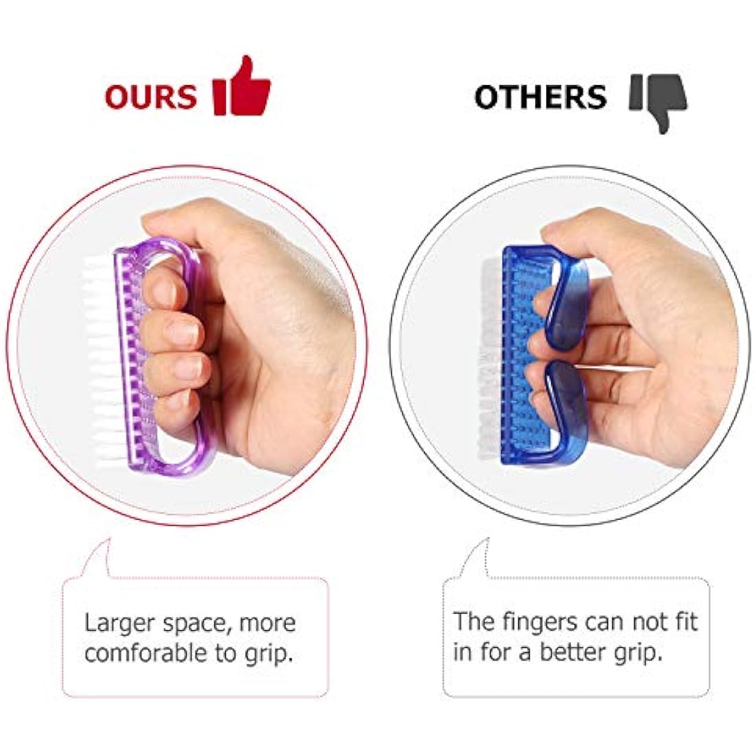 Larbois Nail Cleaning Brush, Plastic Handle Scrubbing Brush with Soft Bristles for Hand Toes Nail Home Garden Salon Use