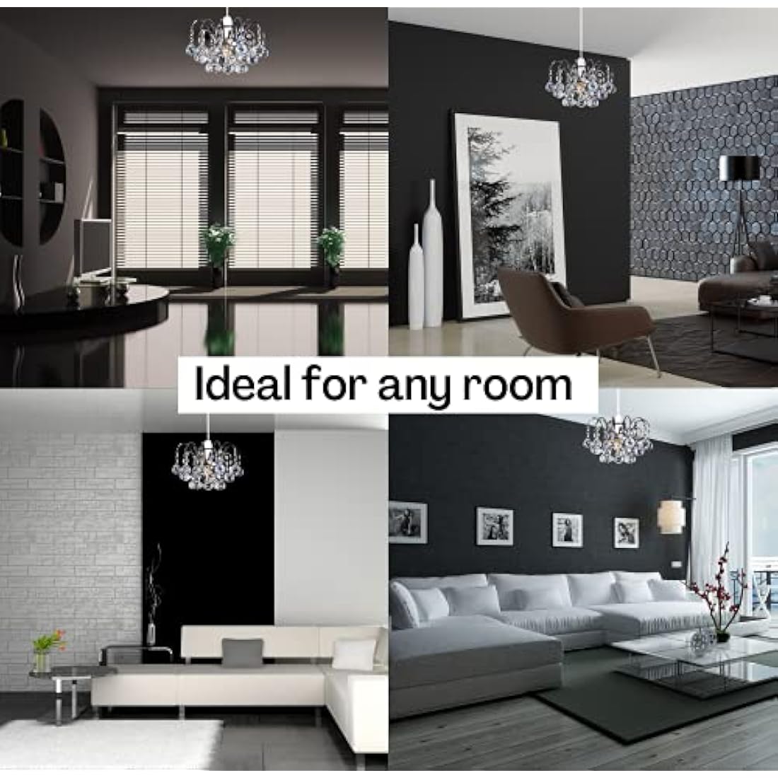 Klass Home K9 Crystal Faceted Oriel Light Shade | Crystal Chandelier | Ceiling Light Shade | Lamp Shade | Chandeliers Ceiling Light | Chrome Finish Pendant Light Shade for Living Room Bedroom Kitchen