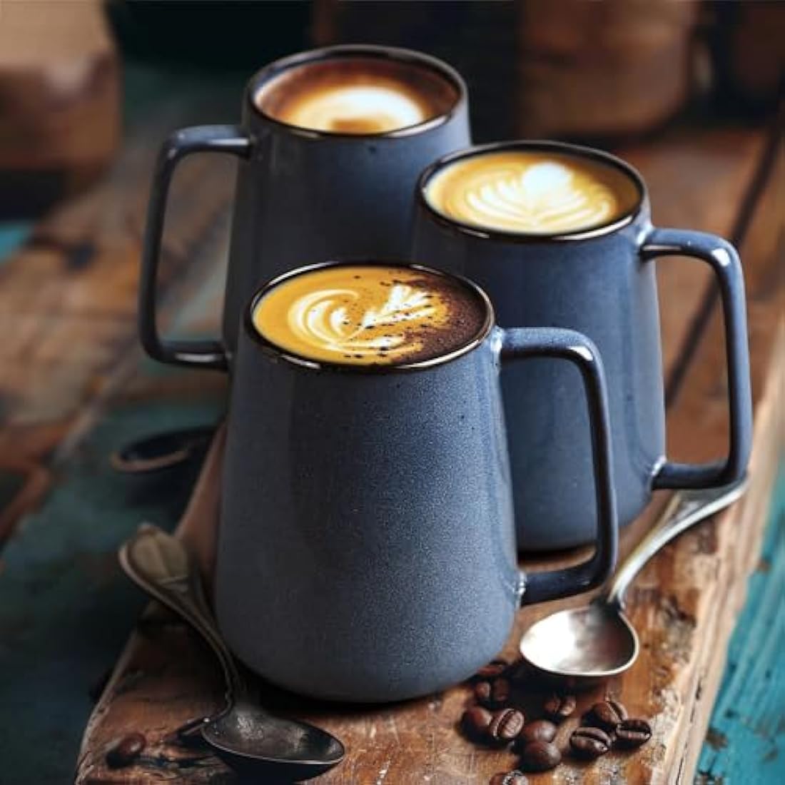 Ximoryn Set of 4 700ML Large Blue Ceramic Coffee Mugs with Big Handles - Extra Jumbo Tea Cup Mug for Office and Home, Gift and Present