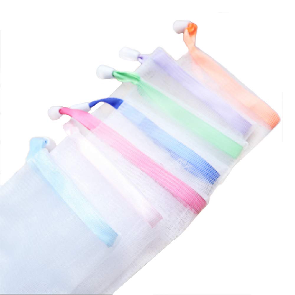 Andiker Soap Bag Soft for Shower,7 Pcs Mesh Soap Pouch Saver with Drawstring for Foaming and Drying,Hangable (7PCS)