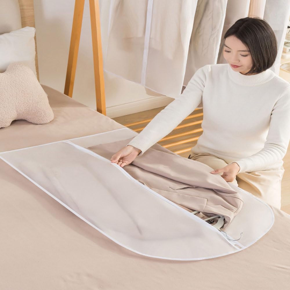 4 PCS Clothes Covers with Zip Dustproof Waterproof Moisture-Proof Dust-Proof Translucent Protective Moth Resistant Dustproof Waterproof Washable Suit