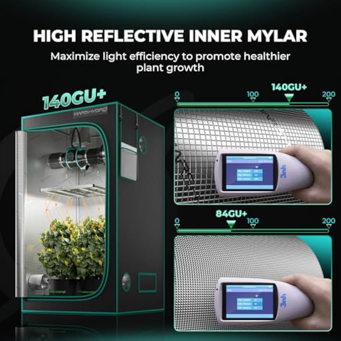 MARS HYDRO 3x3 Grow Tent, 36"x36"x71" Reflective MylarGrow Tents with Removable Floor Tray View Window for Indoor Plant Growing Room