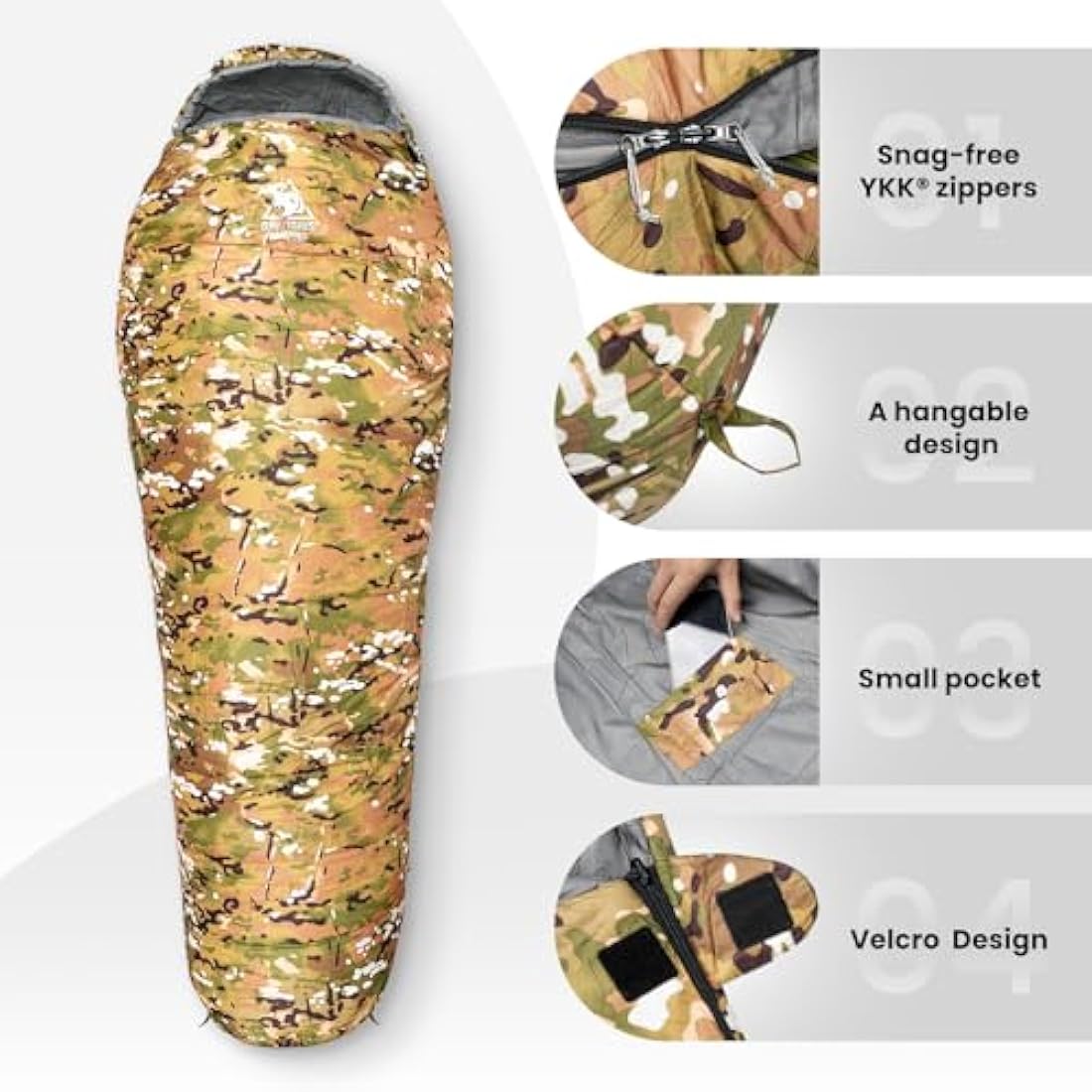 OneTigris Sleeping Bag, Survival Gear, 32°F Cold Weather Mummy Sleeping Bag for Camping Hiking Backpacking