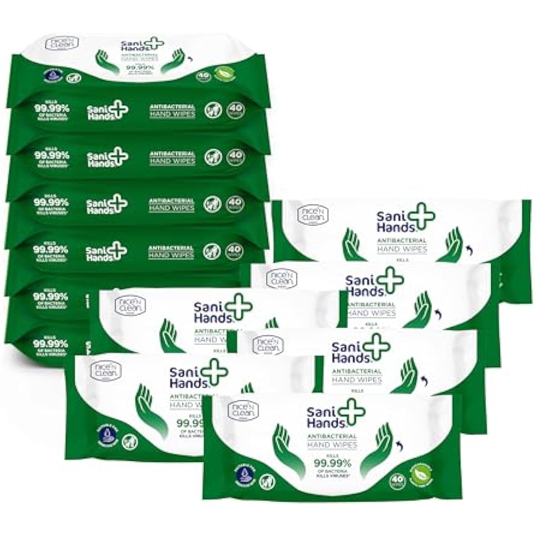 Sani Hands - Anti-bacterial Hand Wipes - Dermatologically Tested, Non-Sticky Biodegradable Wet Wipes - 12x40 Wipes (480 Wipes)