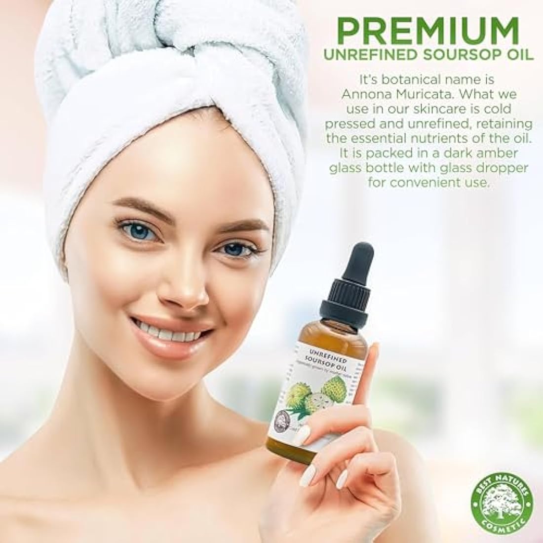 Virgin Organic Soursop Oil (Graviola/Guanabana) – Cold Pressed, Unrefined, Undiluted, 4 fl oz 120ml | Skin & Hair Care