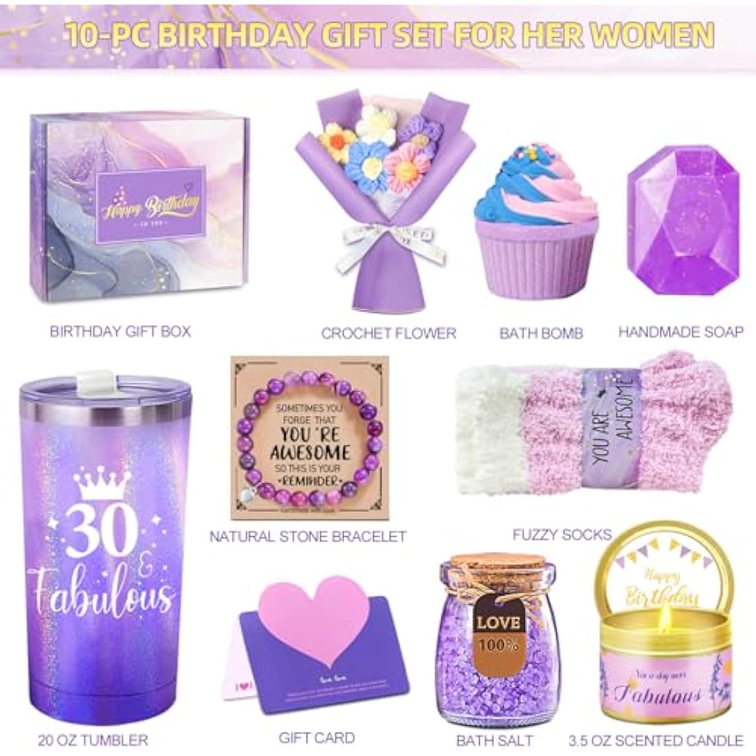 Awfrky 30th Birthday Gifts for Women: Presents, Gift Ideas, Funny Hamper for Her Mom, Wife, Aunt, Best Friend, Sister