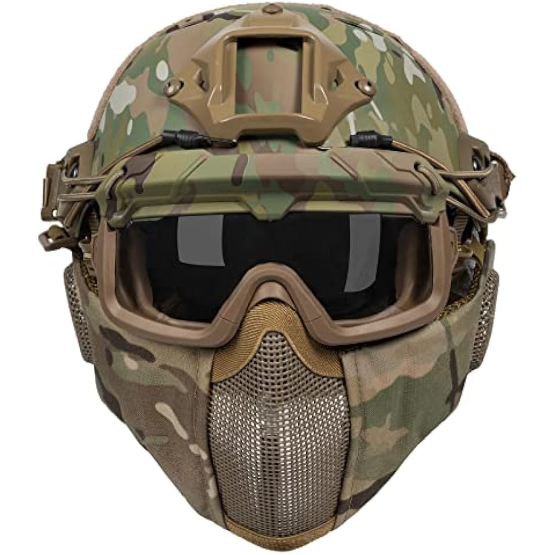 OneTigris Airsoft Fast Helmet - Full Face Protective Tactical Helmet With Foldable Ear Protection Mask And Goggles for Airsoft Paintball Sooting Wagrgame CS